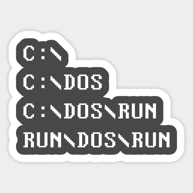 C DOS RUN White Ink Sticker by RetroLogosDesigns